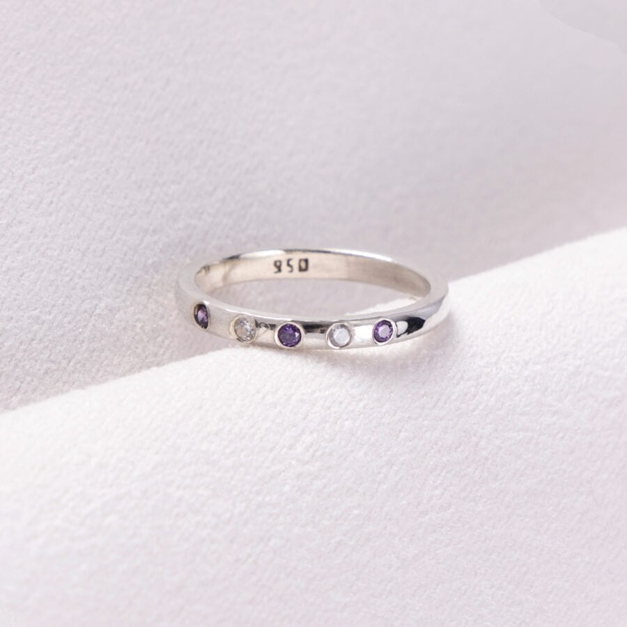 Anillo Briggite Blanco y Morado
