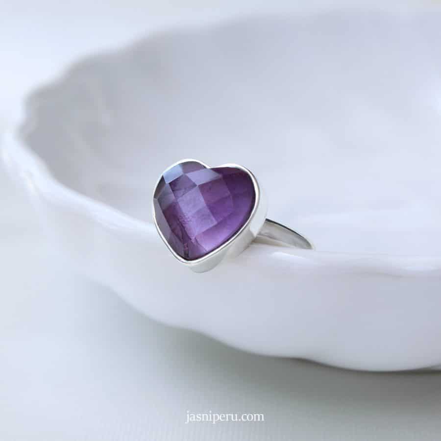 Anillo Corazón Amatista - Imagen 2