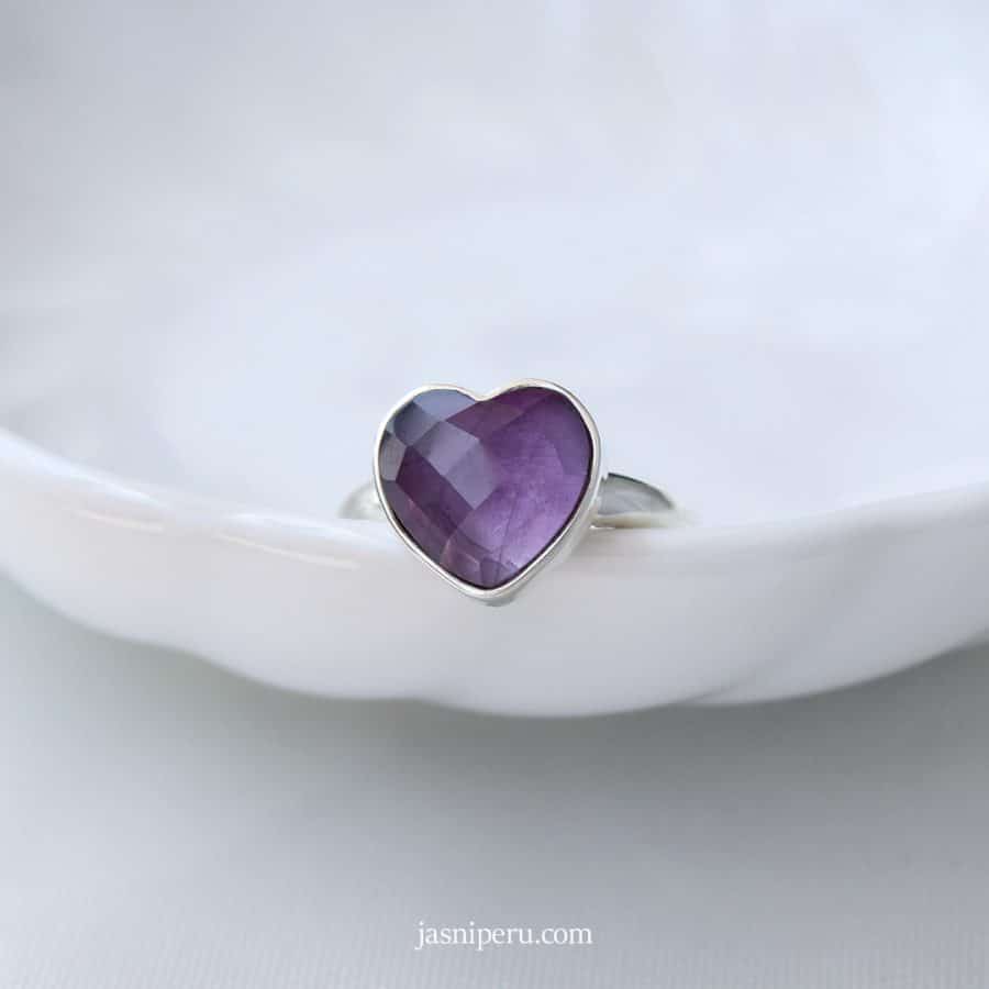 Anillo Corazón Amatista - Imagen 3