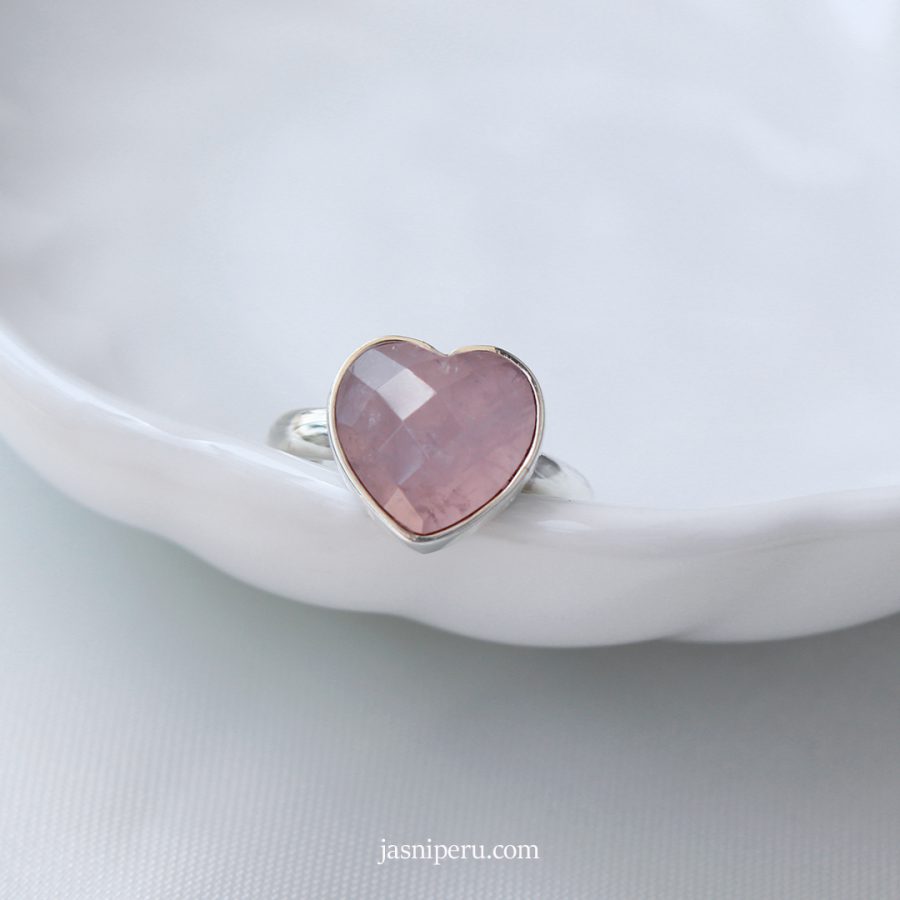 Anillo Corazón Cuarzo Rosa - Imagen 2