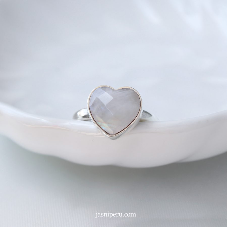 Anillo Corazón Piedra Luna - Imagen 2