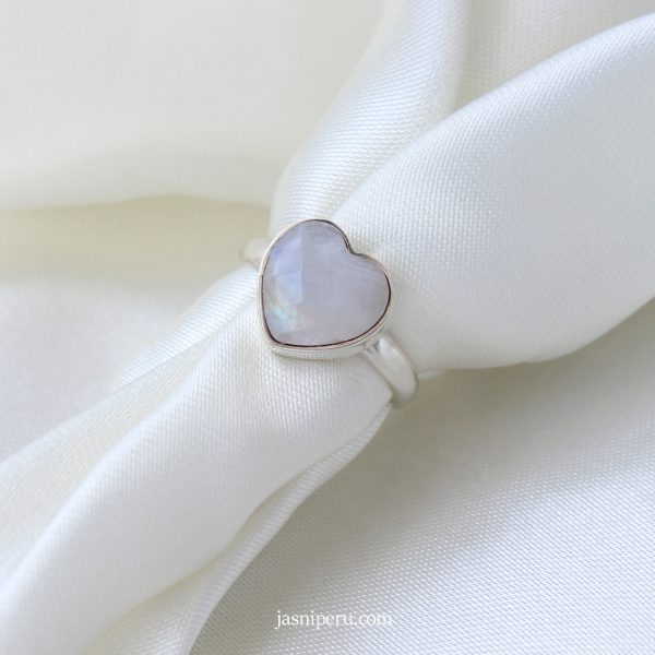 Anillo Corazón Piedra Luna