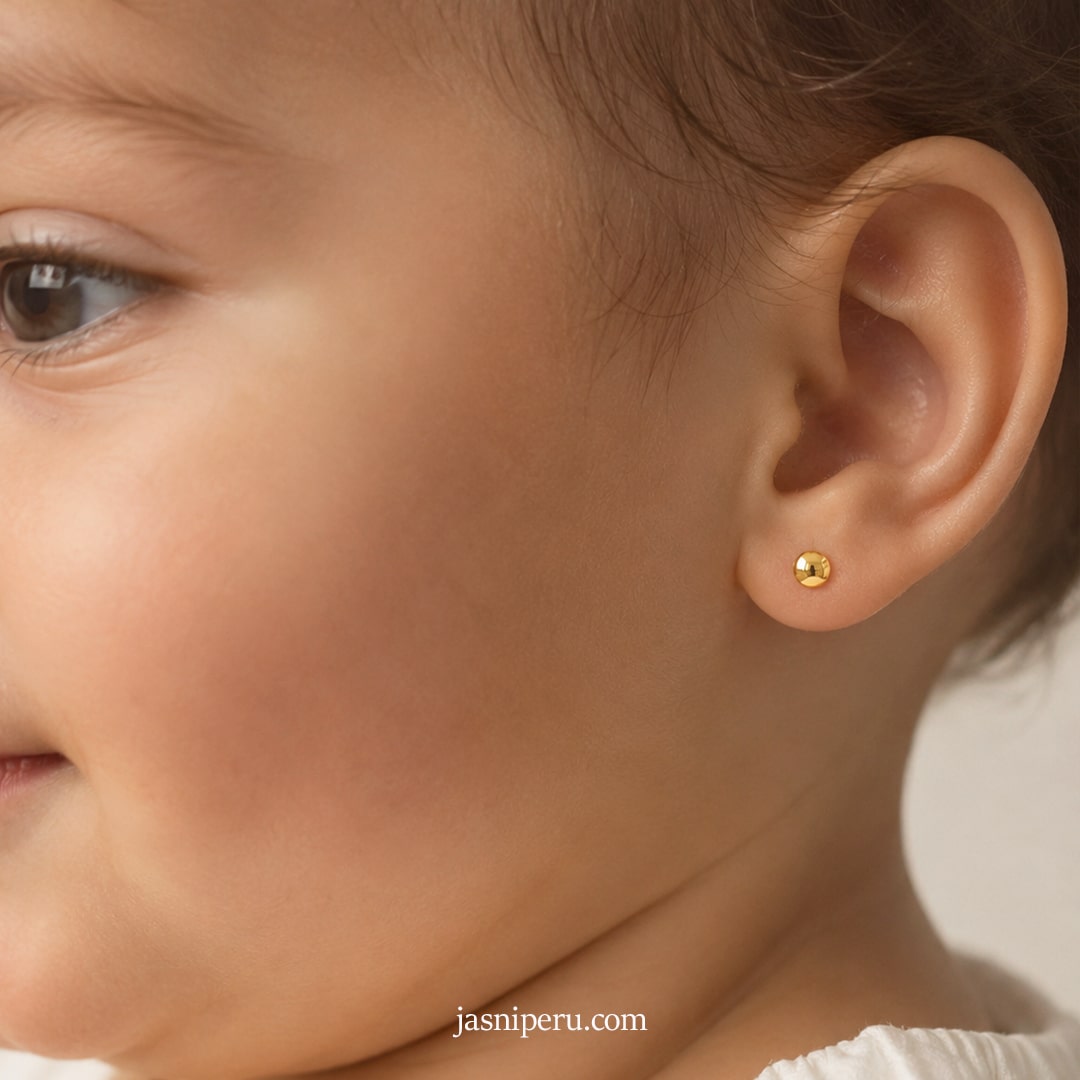 Arete de bebé oro 18k Lenteja - Imagen 2
