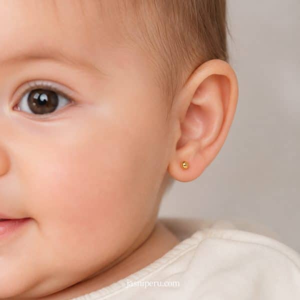 Arete de bebe en oro 18k bombita