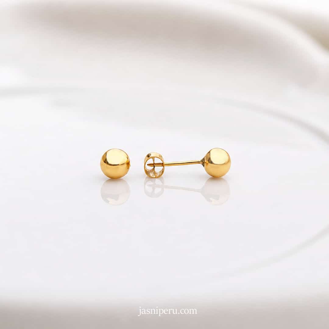 Arete de bebe en oro 18k bombita - Imagen 2