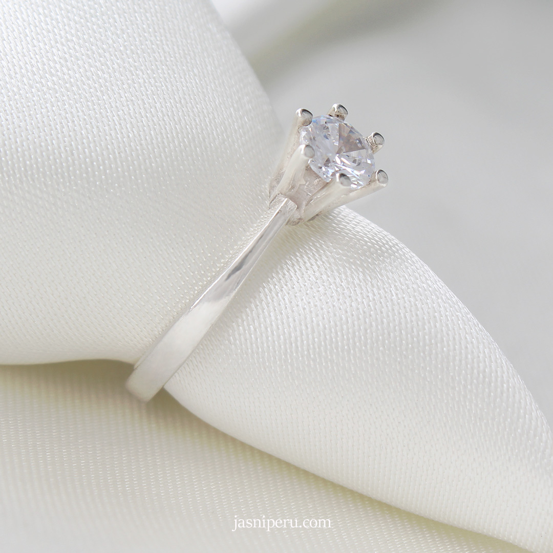 Anillo Solitario en plata ley 950 - Imagen 2