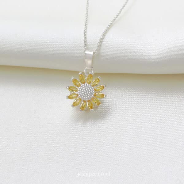 Collar Girasol Giratorio sin tallo en plata ley 950