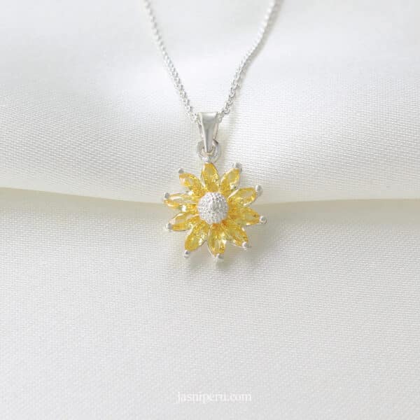 Collar Girasol pequeño en plata ley 950