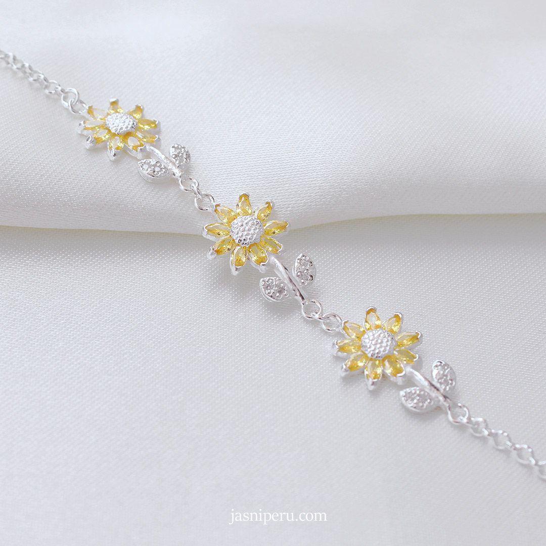 Pulsera Girasol en plata ley 950 - Imagen 2
