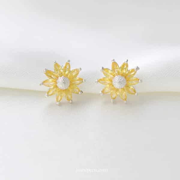 Aretes Girasol pequeño en plata ley 950