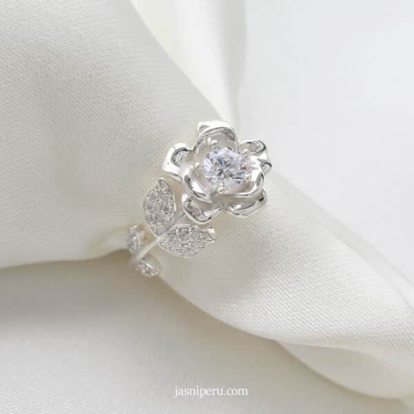 Anillo Roselle de promesa con Zirconios en Plata 950