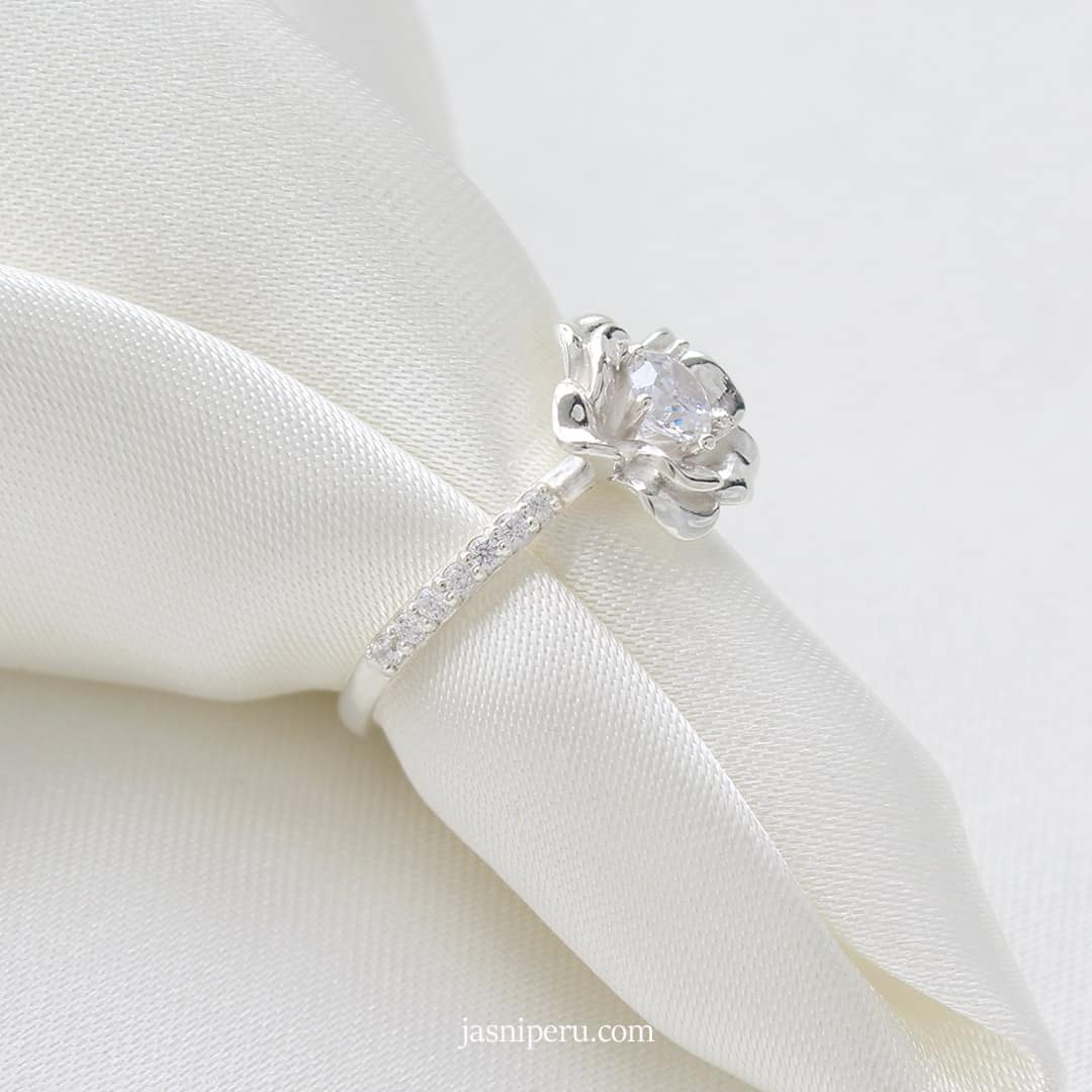Anillo Roselle de promesa con Zirconios en Plata 950 - Imagen 2